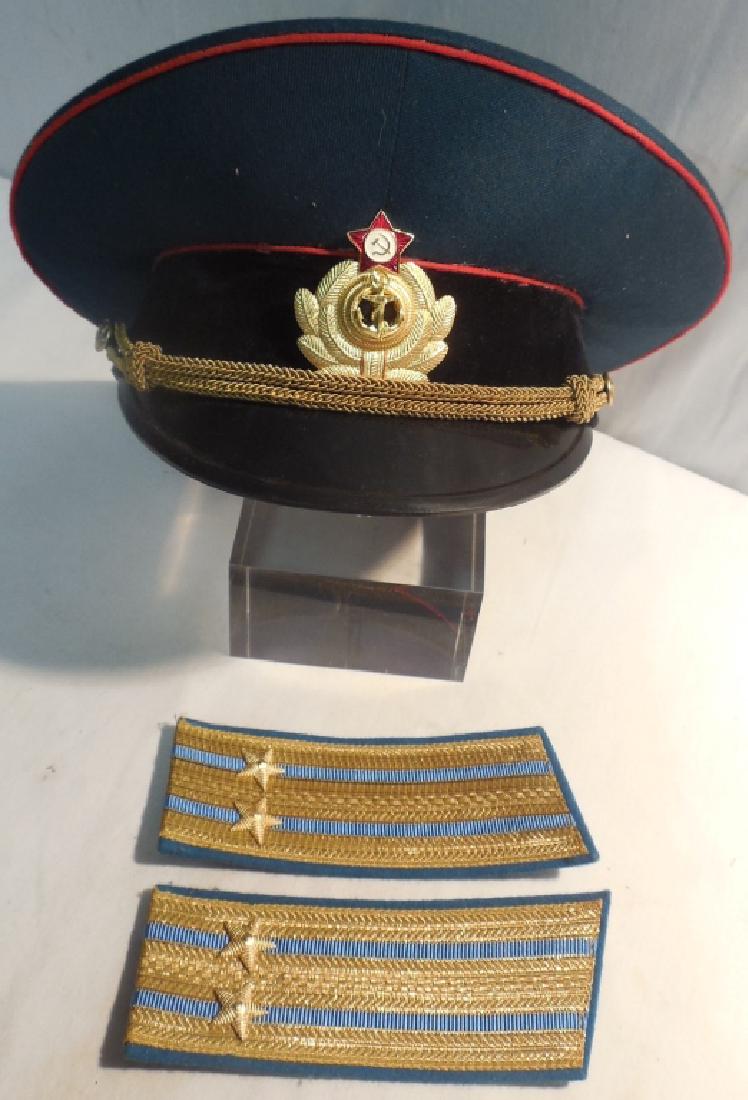 Soviet Navy military hat and: Soviet Air Force officer's shoulder boards