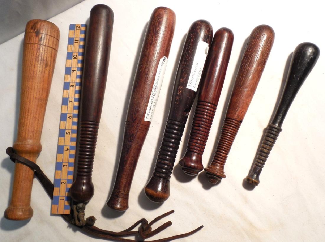 7 ea Wooden Truncheon (Baton) (Billy Club): from 12" to 9" long