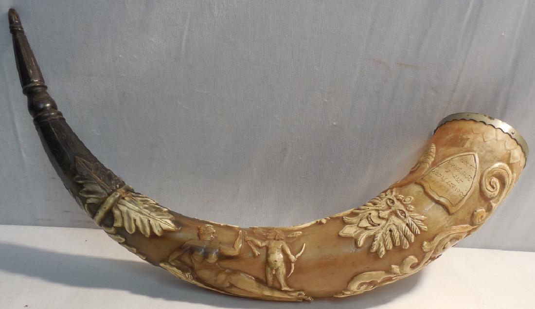 Ceremonial Horn Cup; Norse, Viking, carved: (Not authenticated) used, 24" long