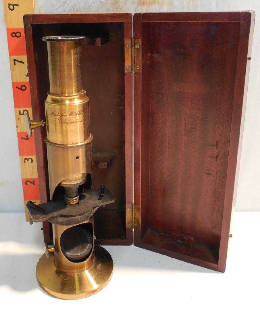 Microscope small Brass Made for: McAllister & Co. Philadelpha