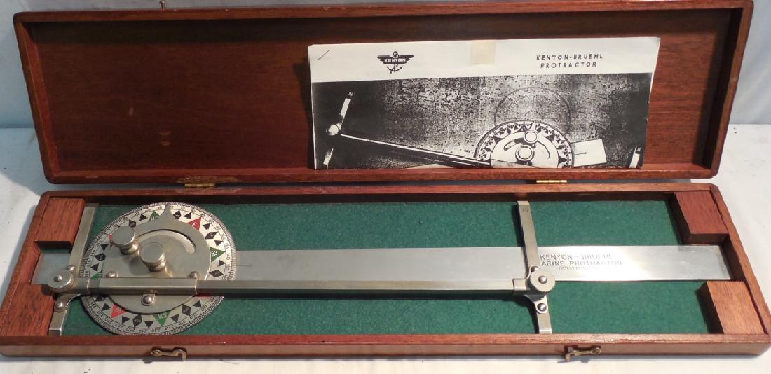 Vintage Kenyon - Bruehl Marine: Protractor in wood case Damaged Hing see photos