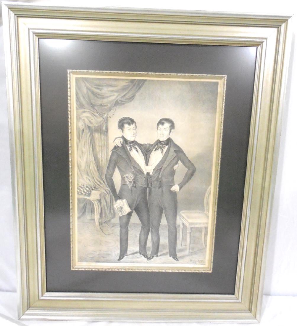 Chang & Eng Conjoined Twins Litho: 24 1/2" x 20"
