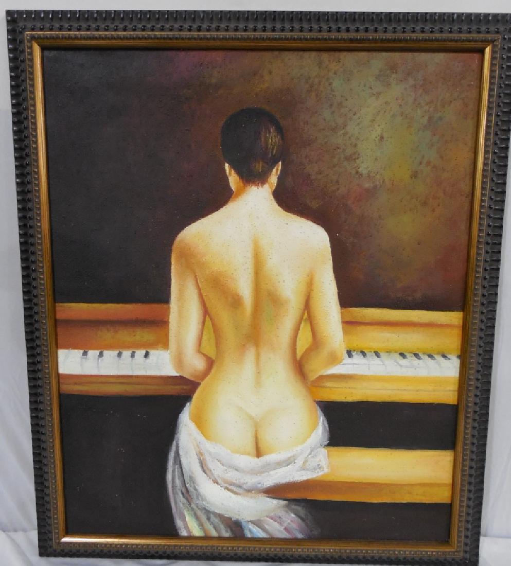 Untitled Piano Nude on Canvas, No signature: 28" H x 25" W