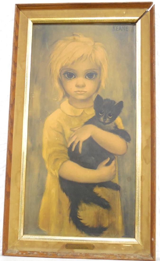 Stray by Walter Keane: 27 1/2" H x 15 1/2" W, some frame, pic and water damage