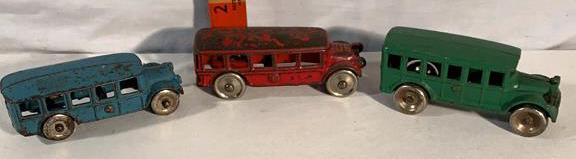 3 Cast-iron Arcade Buses: Arcade and other