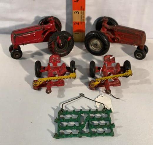 5 Arcade Cast Farm Toys Tractors Mowers More: 2 Farm tractors 1Repaint 2 bar mowers 1 Drag Haro