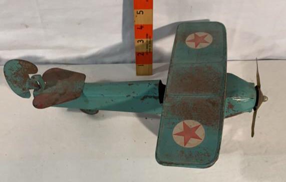 Pressed Steel Airplane: 14 1/2 inches long 10 inches wide