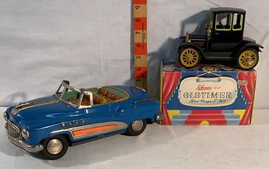 Schuco 1227 1917 Ford T and Tin litho: See photos Tin litho friction not working also missing part of grill Ford coupe T new in the box