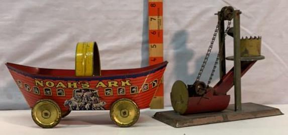 Tin Litho Noah’s Ark bucket Tin Water lift: See photos used as is