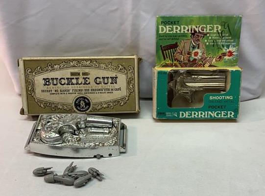 Mattel Buckle Gun & Edge Mark Derringer: With Boxes Used as is see photos