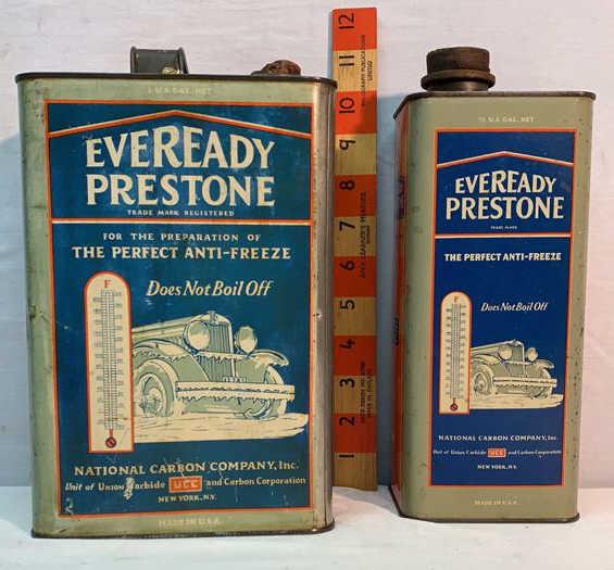 2 Eveready Prestone Advertising Cans (1 of 5)