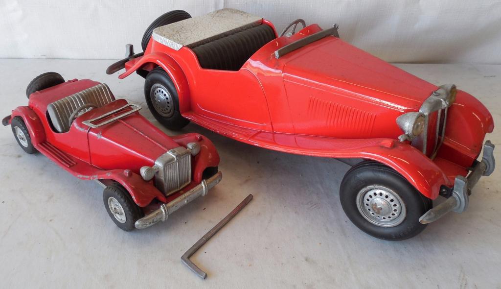 Hubley Kiddy toy MG and a Doepke Model MG: Doepke has Broken windshield frame Used see photos