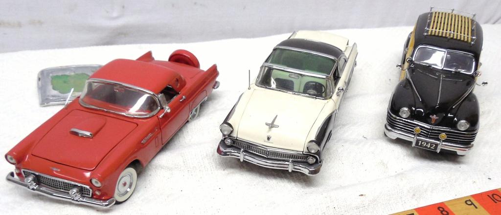 3 Danbury Mint Car's: 56 Thunderbird - 55 Ford Fairlane - 42 Chrysler
