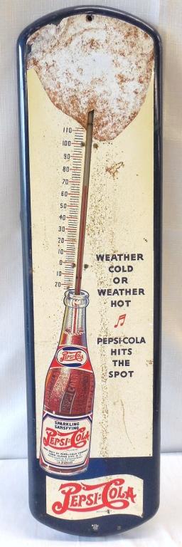 Pepsi-Cola Thermometer Damaged Top: as is see photos 27 in. x 7 in.