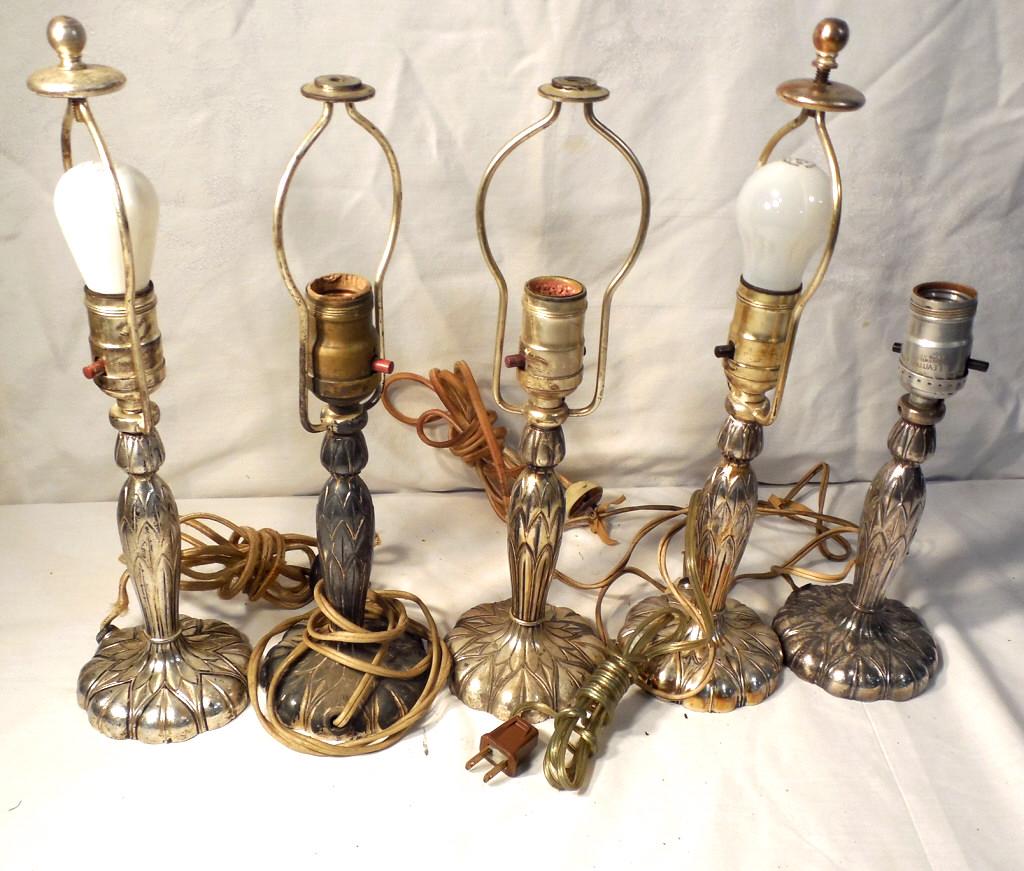 Lot of 5 Pairpoint Small Lamps Boudoir Base: Number on bottom C3084 Used as is see photos