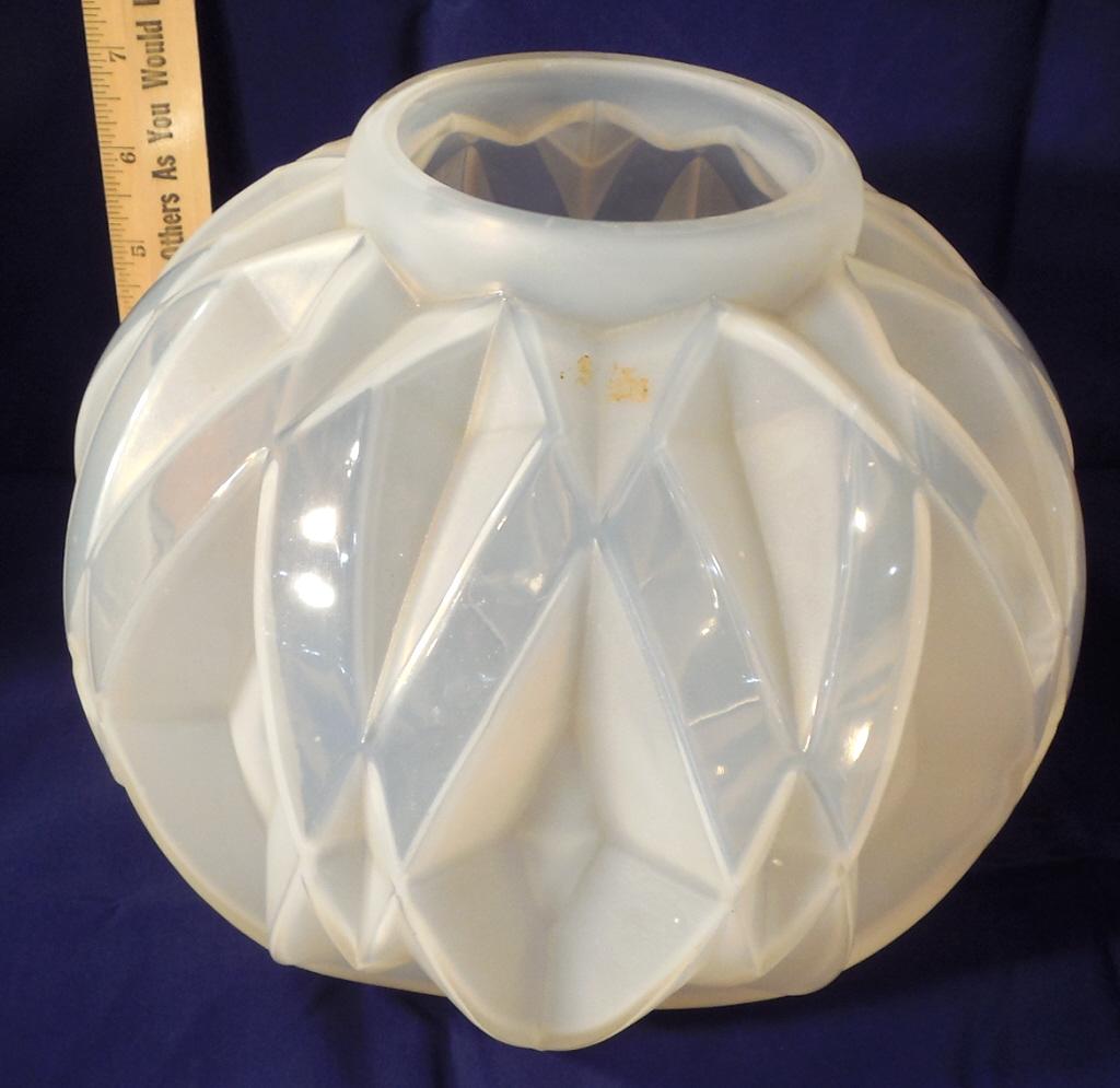 Andre Hunebelle Art Nouveau Vase: Embossed name on bottom and side, difficult to photograph. Approx. 8 1/2'' high circumference 29'' Great geometrical design