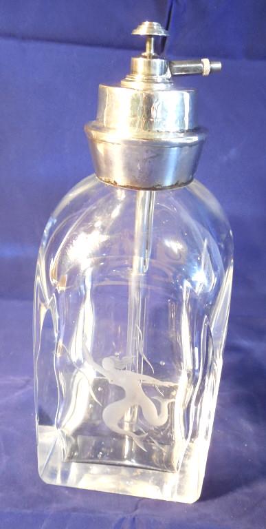 Orrefors Signed Seltzer Bottle: 8'' tall with a Mermaid/ Siren Motif