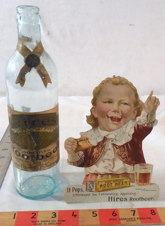 Hires Root Beer Bottle and Cardboard Sign (1 of 6)