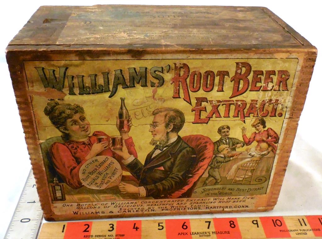 Williams Root Beer Extract Wood Box: Used As Is See Photos