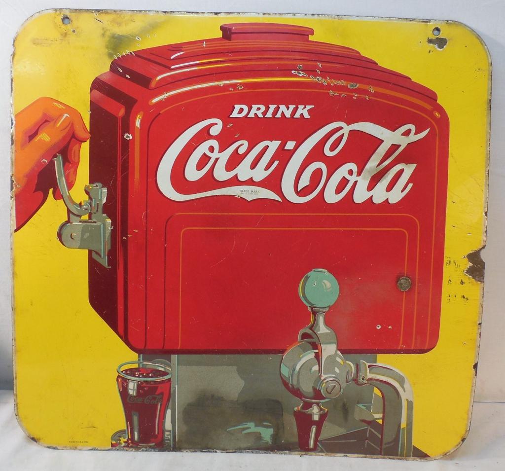 1939 Deco Double Side Porcelain Coke Sign (1 of 14)