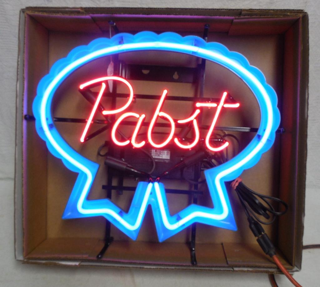 Neon Light Pabst Blue Ribbon: 20 1/2" H x 22" W Used AS IS