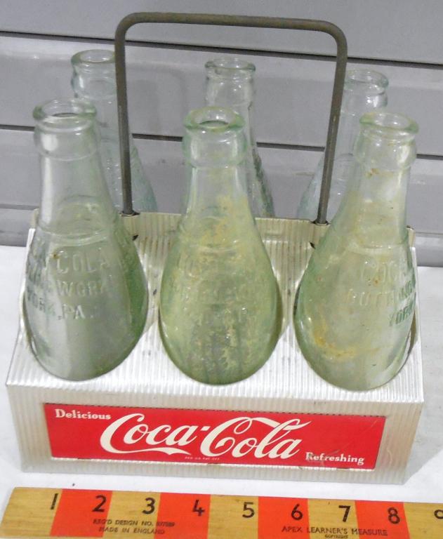 Coca Cola Metal Carrier w/ 6 Bottles (1 of 3)