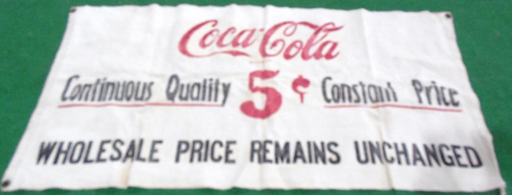 Coca Cola Canvas Sign 57" x 28" (1 of 2)