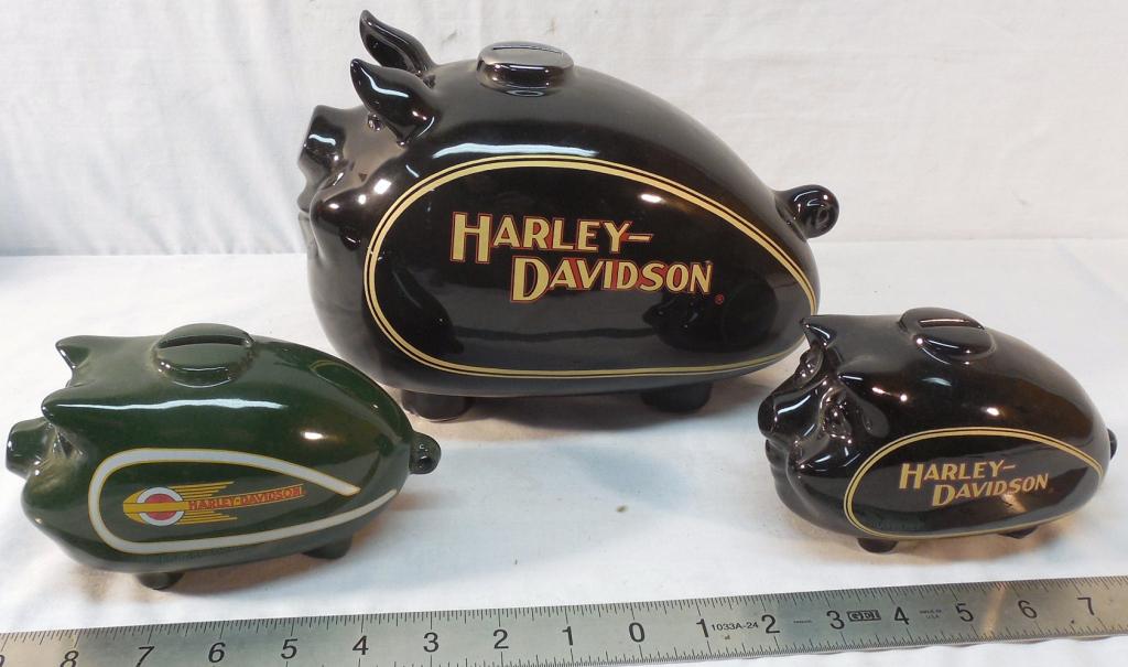3 Harley Davidson Hog Tank Banks (1 of 4)