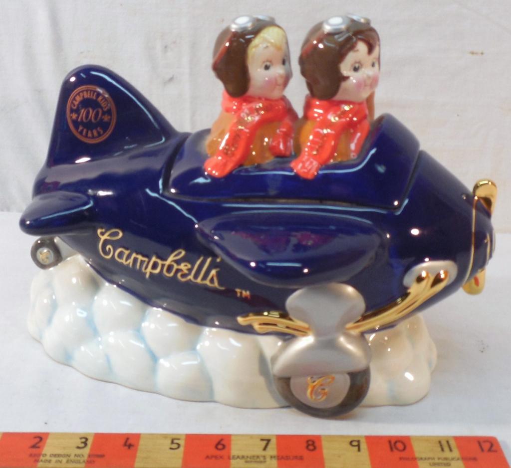 100 Years Campbells Airplane Cookie Jar: Giold Edition - Aiming High - #299 of 1000 - 2004 used as is see photos