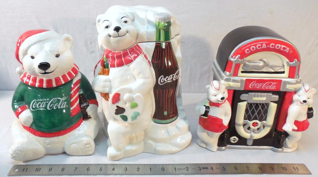 3 Coca-Cola Ceramic Cookie Jars (1 of 6)