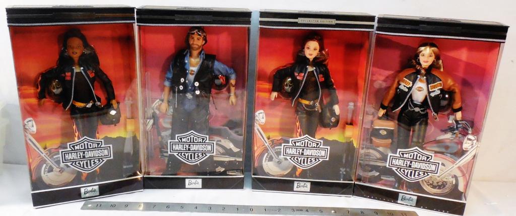 Lot of 3 Harley Davidson Barbie / 1 Ken: 4 Figurines in Original Packaging