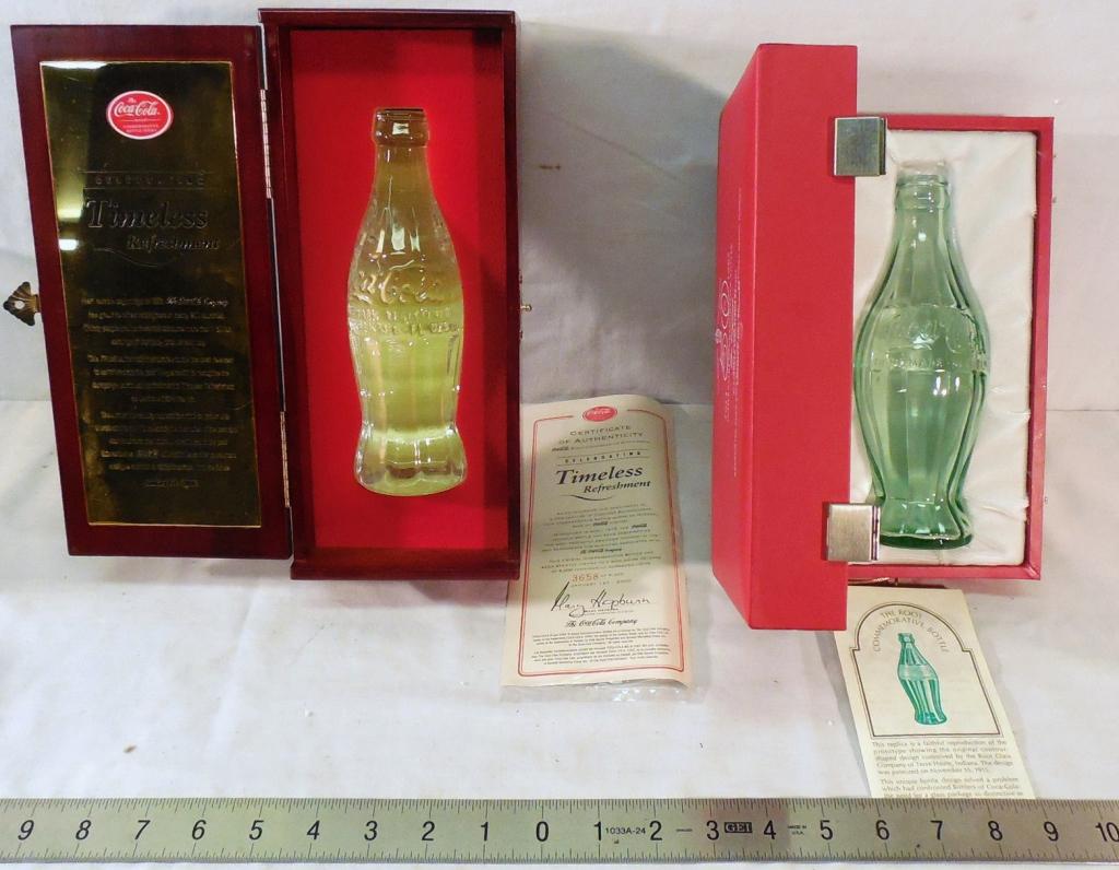 Reproduction Coca-Cola Bottles Lot of 2: 50th Anniversary Comm. Bottles