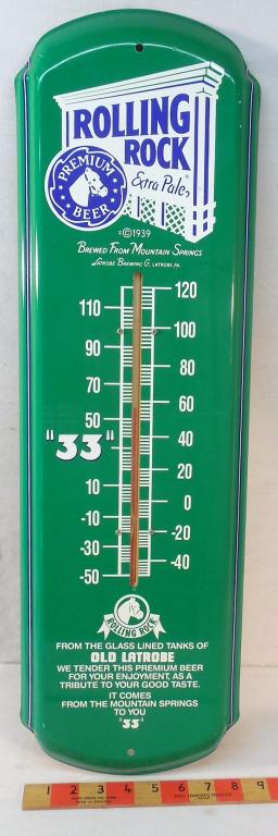 Rolling Rock Beer Thermometer 27'' High: contemporary Tin