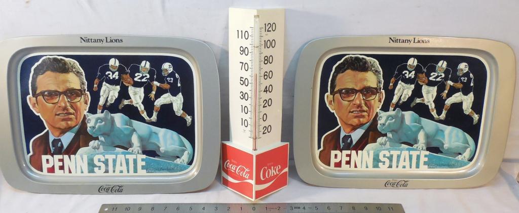 Coca Cola Thermometer / Penn State Trays: see photos