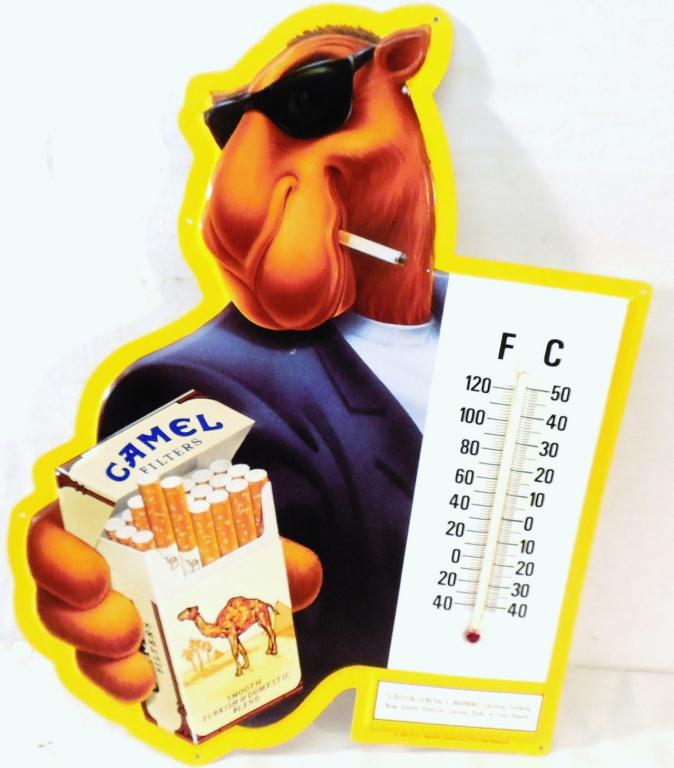 Tin Camel Cigarette Sign / Thermometer: 19'' x 14''
