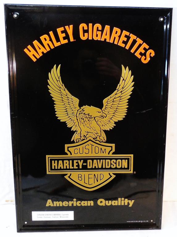 Tin Harley Cigarettes Sign: 26'' x 171/2''