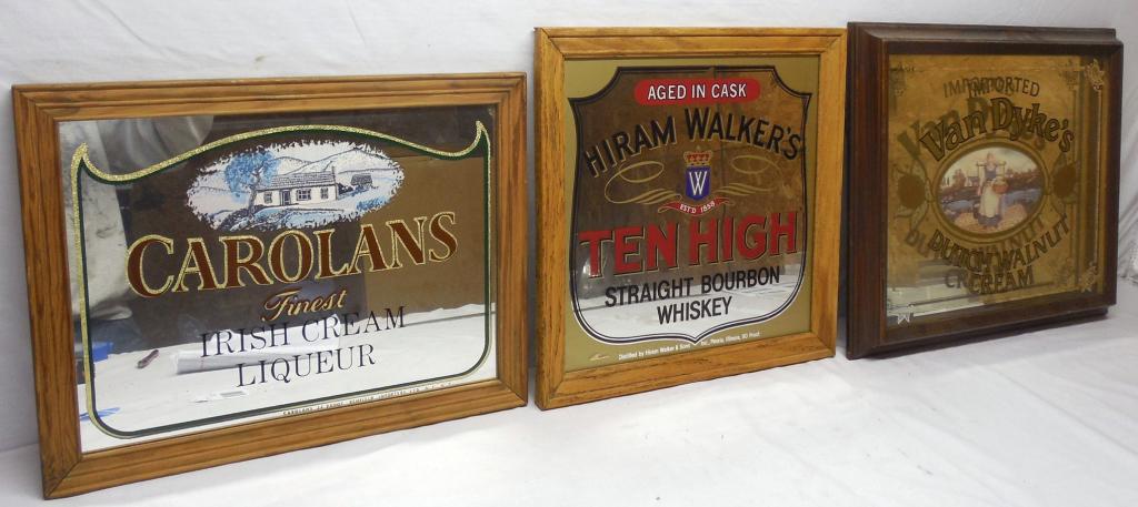 Lot of 3 Mirrors Carolans, Walker's, Van Dyke: Carolan 14 x 18 /Walkers 16 x 16 / Van Dykes 17 x 20