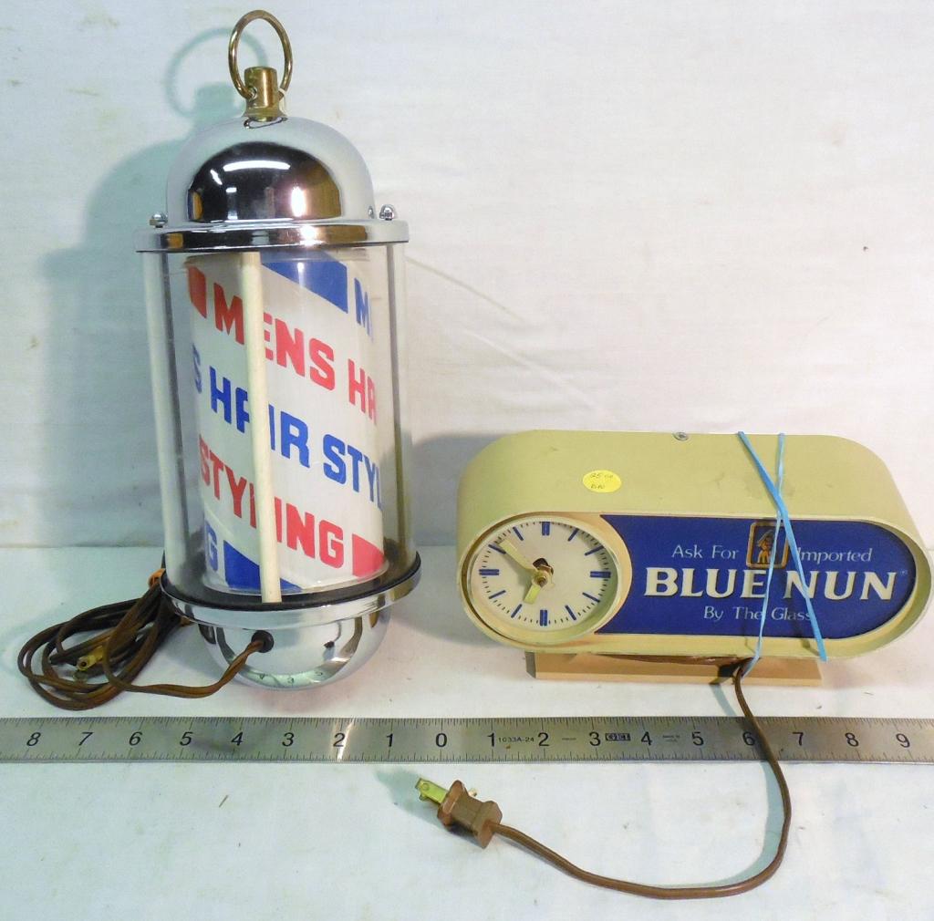 Barber Light / Blue Nun Clock: untested see photos