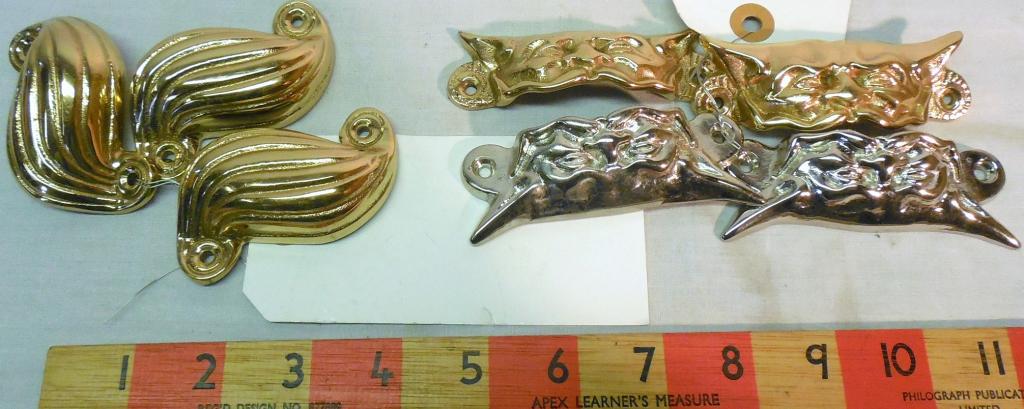 Lot of 7 Cash Register Drawer Pulls: Polished bronze /nickel plated