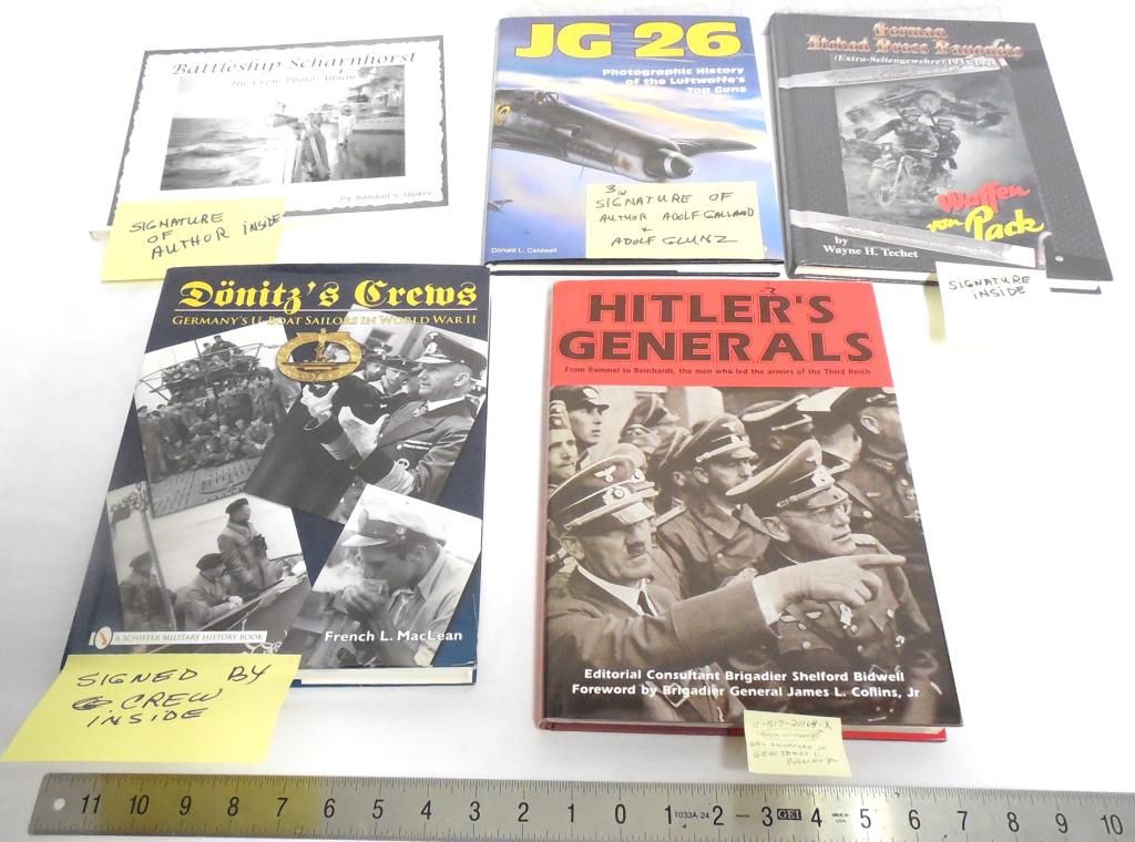 Lot of 5 WWII Books Planes / Hitler: All 5 Books are Autographed See Photos
