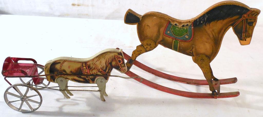 2 pcs. Rocking Horse and Sulky w/running horse (1 of 4)