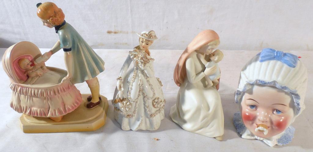3 figurines/1 head container/ Blessed Mother- (1 of 13)