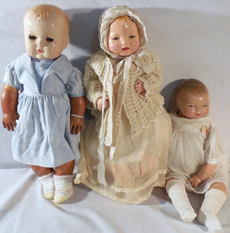 3 dolls-Magic Skin w/plastic head - Effanbee 1924: Baby/Grace Storey Baby-19" Tall/sleepy eyes/As is-See Photo Bye lo ?