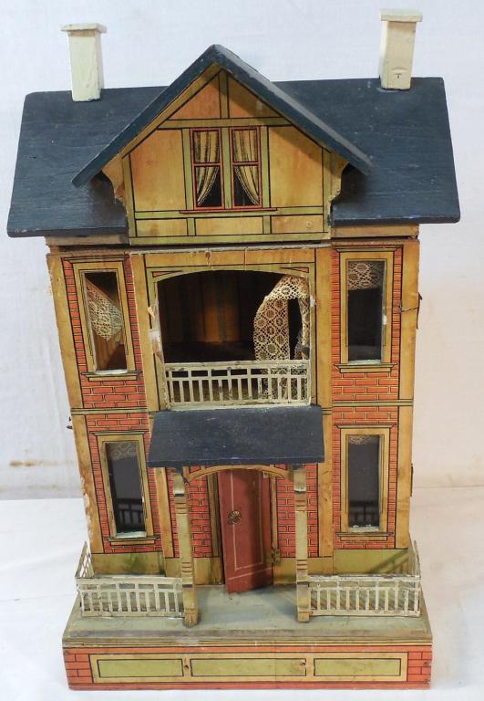 Wooden Doll House with metal rails (1 of 5)