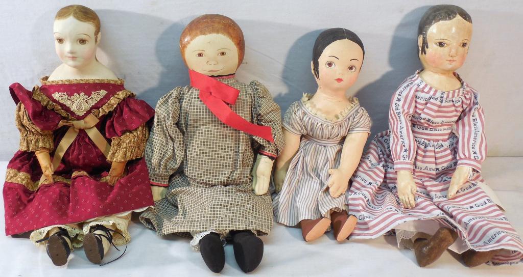 3 cloth with painted face Dolls/1 Paper Mache Doll (1 of 10)