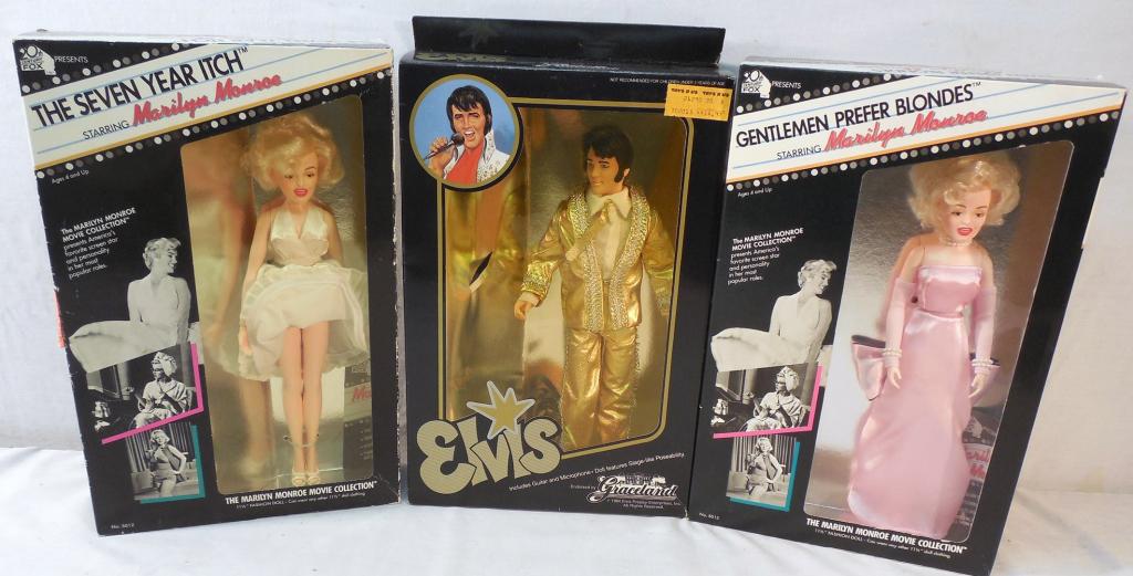 Lot of 3 Dolls- 2 Marilyn Monroe and 1 Elvis (1 of 5)