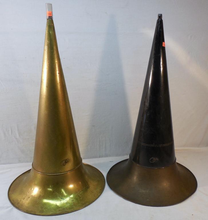 Lot of 2 Metal Victrola Style Speaker Horns: As is-See photo
