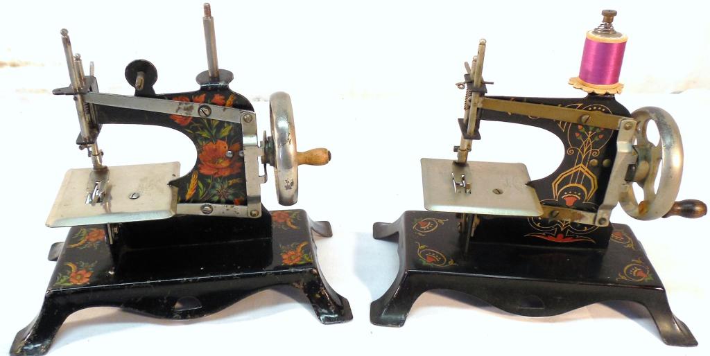 2 Tin Sewing Machines-Made in Germany: 1 marked British Zone-As is-See Photo