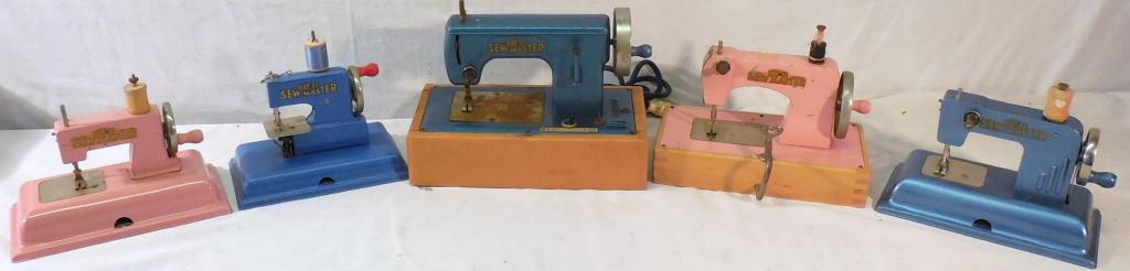 Lot of 5 Metal Sewing Machines-by Kayanee: Some paint loss/some rust-Asis-See Photo