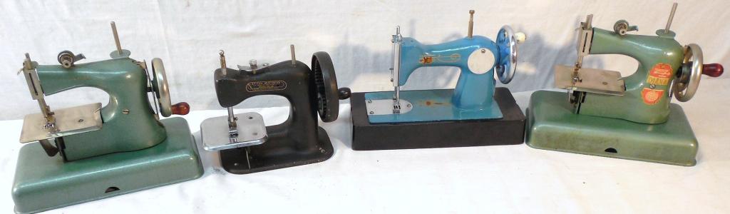 Lot of 4 Metal Sewing Machines-1 Fridor/1 Diana/: 1 Stitch Mistress-USA/1 no name-As is-See Photo